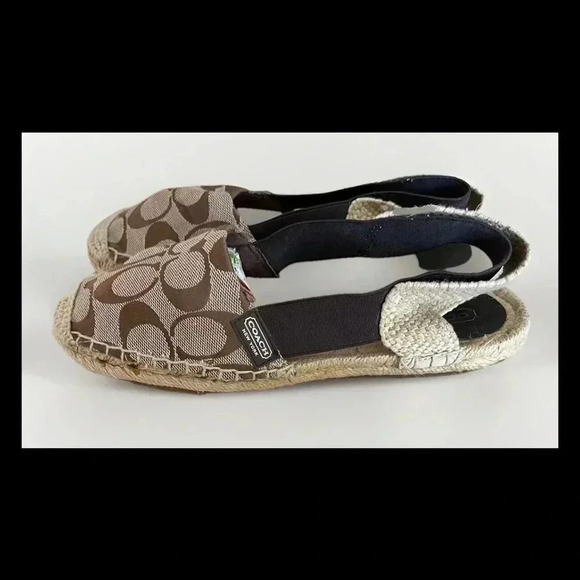 Coach Rayanne Sling Flat Slip-On Elastic Loafer Espadrille Brown/Tan Size 6B - Picture 6 of 9
